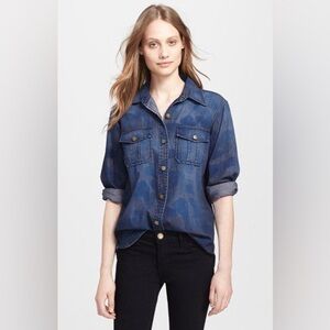 Current Elliot ‘The Surplus Perfect Shirt' Denim Shirt in Abstract Camo Blue -Sm